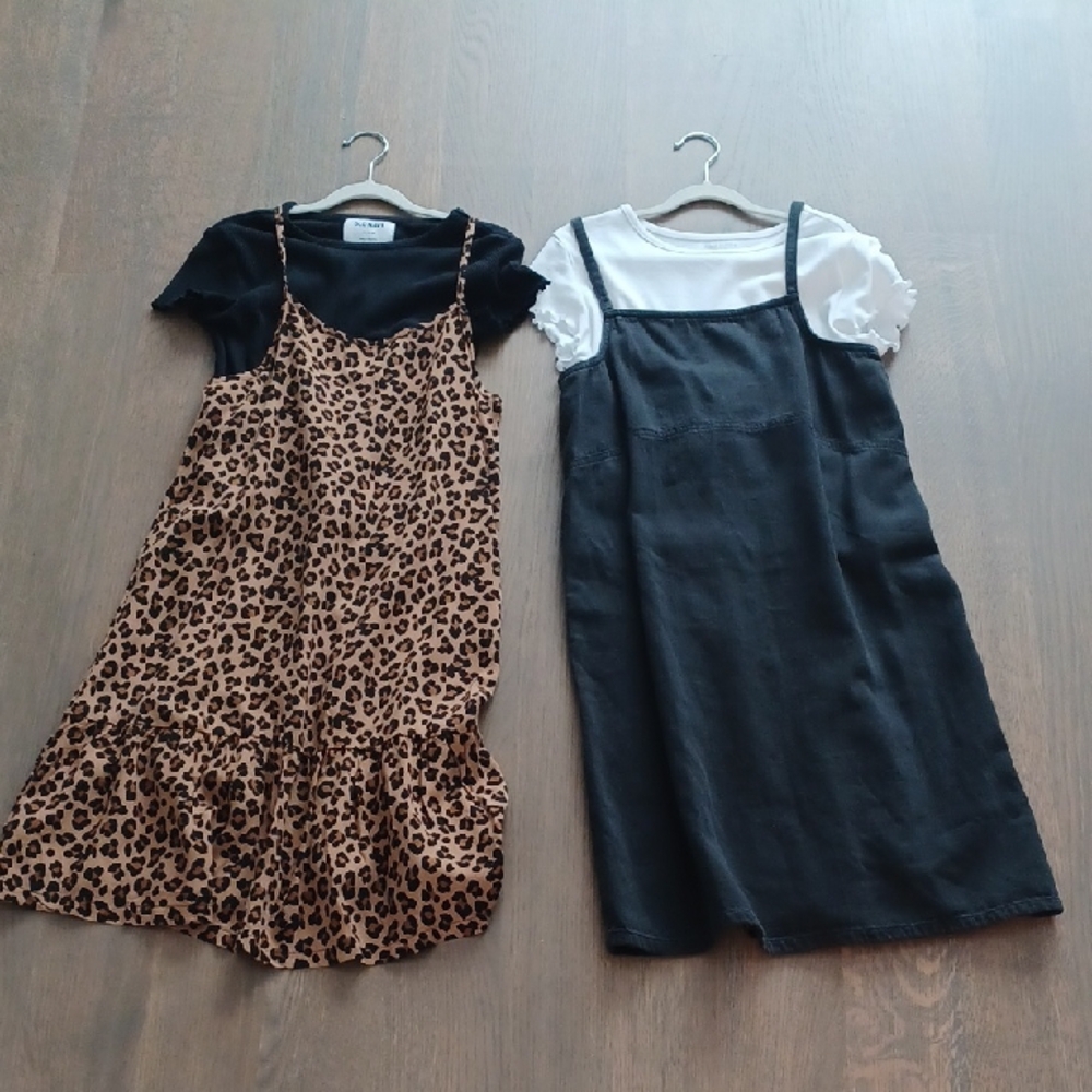 Old Navy Black and Leopard Print Kids Dresses